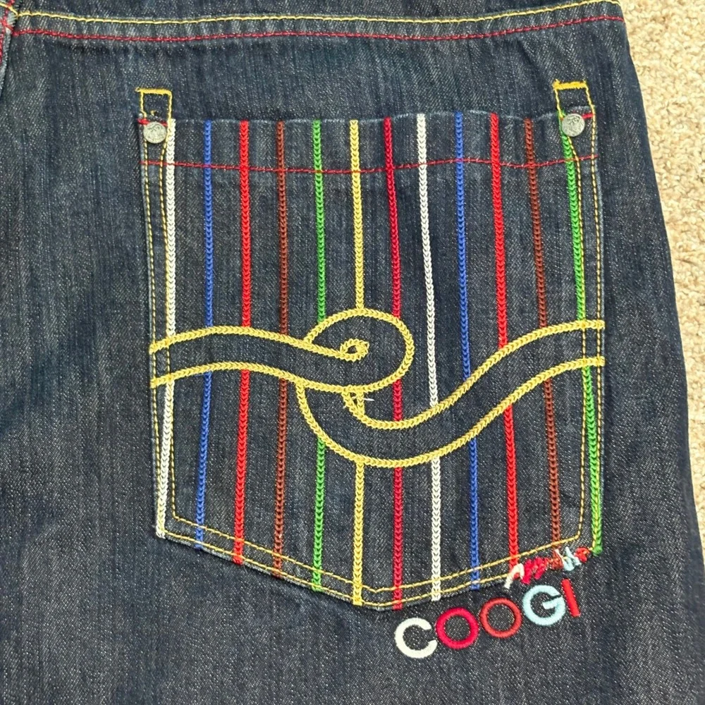 Coogi Jeans Mens Size 40 Embroidered Multi Color Pockets Denim Streetwear Pants